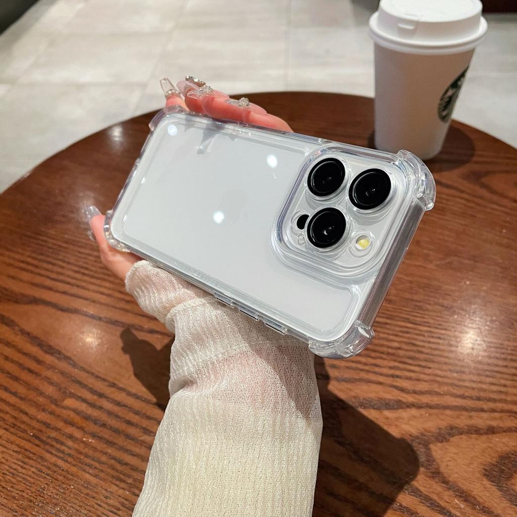 Space case is suitable for iPhone16 mobile phone case, four corners anti-drop electroplating, Apple 14Promax transparent case acrylic.