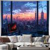 City Sunset Skyline Office View Wall Tapestry Machine Washable All Season Decor Art Print Urban Landscape Design Home Nontoxic