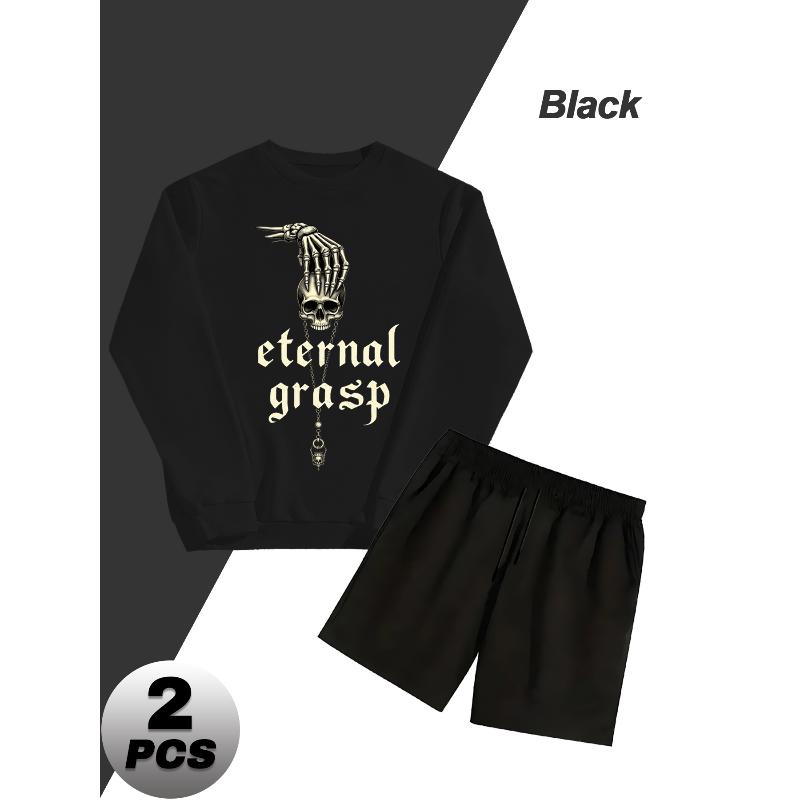 Мужской полиэстеровый комплект из 2 предметов: свитшот с круглым вырезом и шорты S