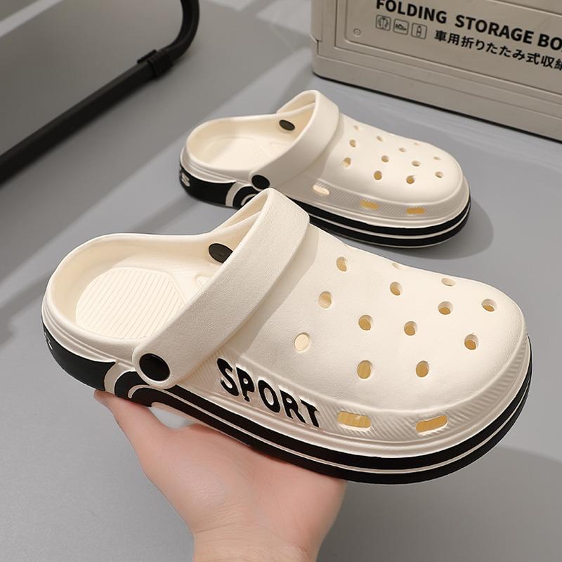 Thick Soled Anti Slip Two on Sandals for Women, New Style for Indoor and Outdoor Wear, Perforated Shoes for Men in Summer