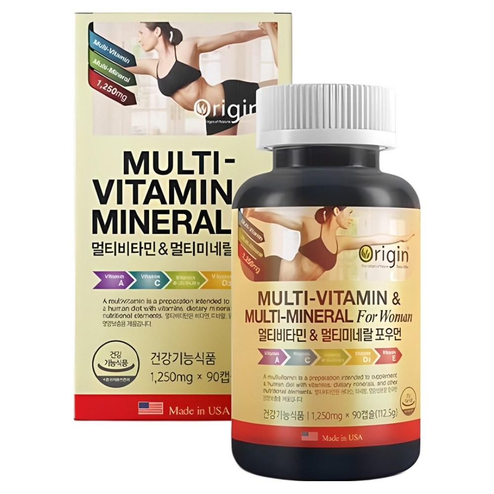 Women's Multivitamin & Mineral Once a Day Women's Health Immune Care Origin For Women 1250mg x 90 Tablets 2 pcs