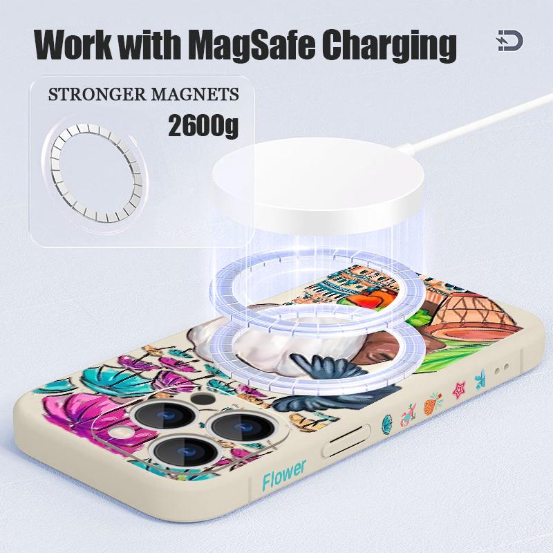 For iPhone 17 Pro Max Case Tropical-style Toucan Pattern Magnetic For Magsafe Silicone Cover For iPhone 16 Pro Max Funda iPhone 15 14 13 12 11 16E