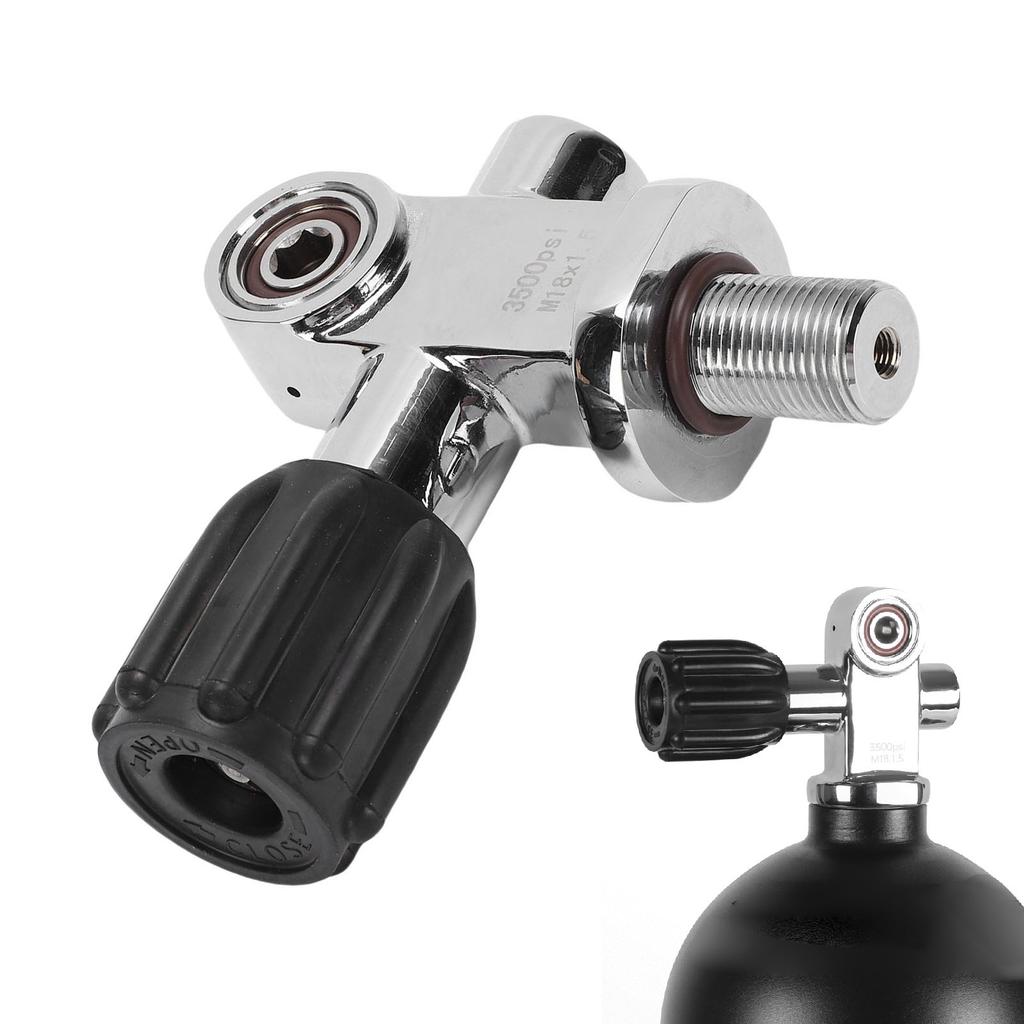Diving Valve Stainless Steel M18x1.5 Thread DIN YOKE Valve for Snorkel Diving Equipment