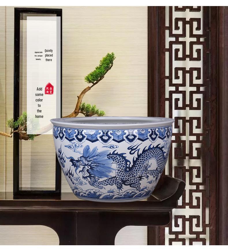 2024 New Chinese Hand-Painted Large Ceramic Fish Tank and Outdoor Flower Pot