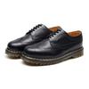 Scarpe in pelle stringate nere e bianche con punta arrotondata, scarpe in pelle casual da lavoro a taglio basso, taglie grandi