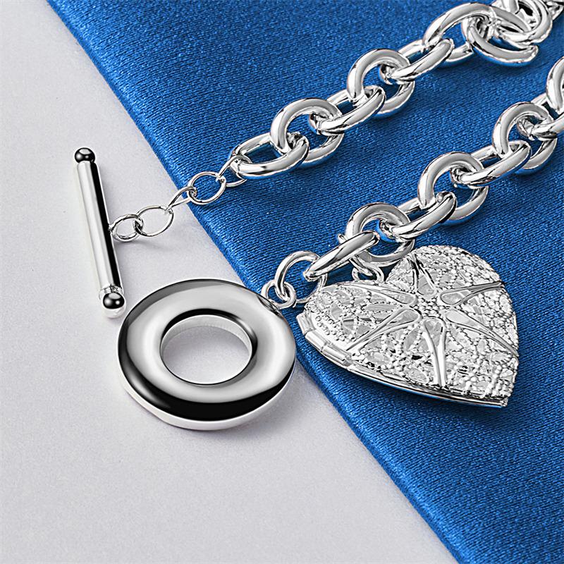 925 sterling silver 8-inch exquisite heart-shaped pattern bracelet for women's parties, fashion accessories, wedding jewelry