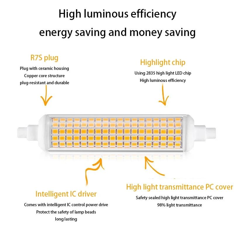 R7s Led Bulb 118mm Light For Room Warm White 4500k Corn Super Bright Lights 20w 110v 220v Powerful Home Bulbs Cool White Bedroom