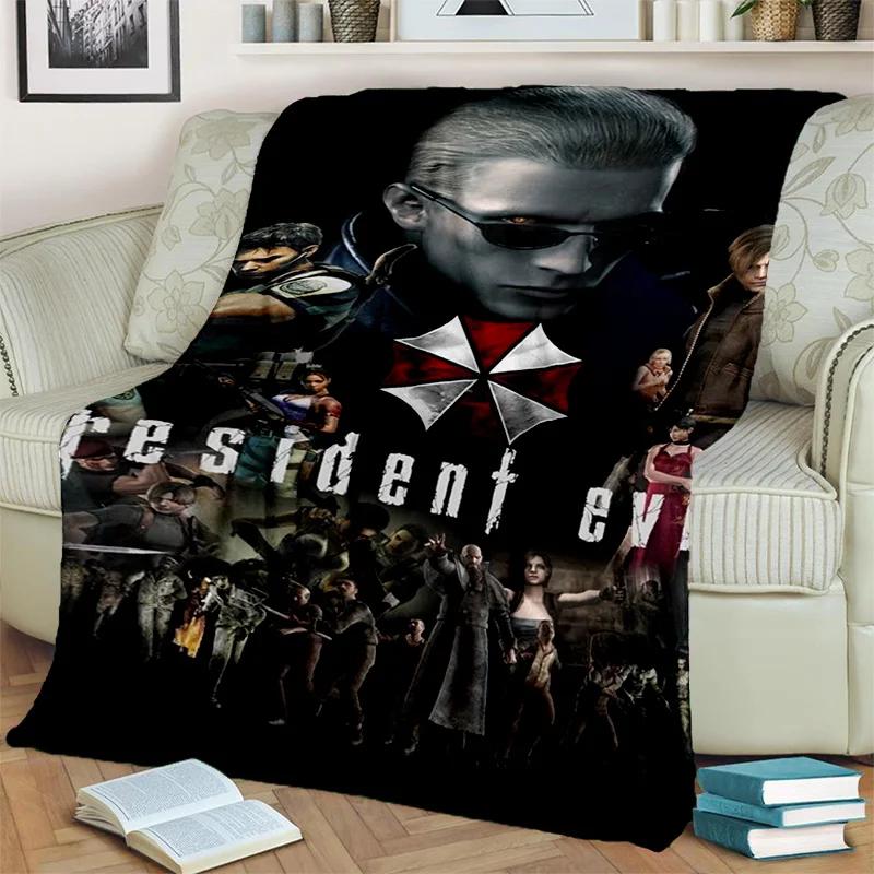 Pătură pentru jocuri 3D R-Resident Evil pentru jocuri, pătură moale pentru acasă, dormitor, pat, canapea, picnic, călătorie, birou, odihnă, pătură pentru copii