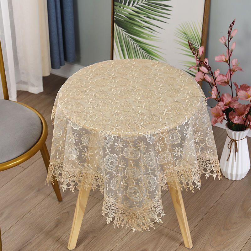 1pcs Small Round Table Tablecloth Fabric Lace Embroidered Rectangular Tablecloth Household Dustproof Coffee Table Cover