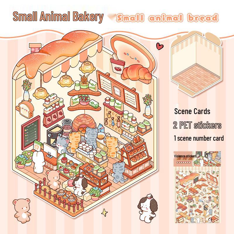 3D Miniature Scene Sticker Set - DIY Three-Dimensional House Puzzle