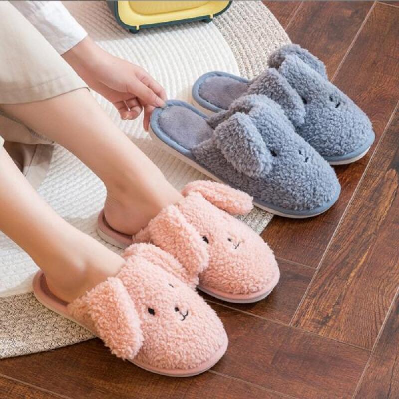 Winter living room dog fur slippers Gray 260-265