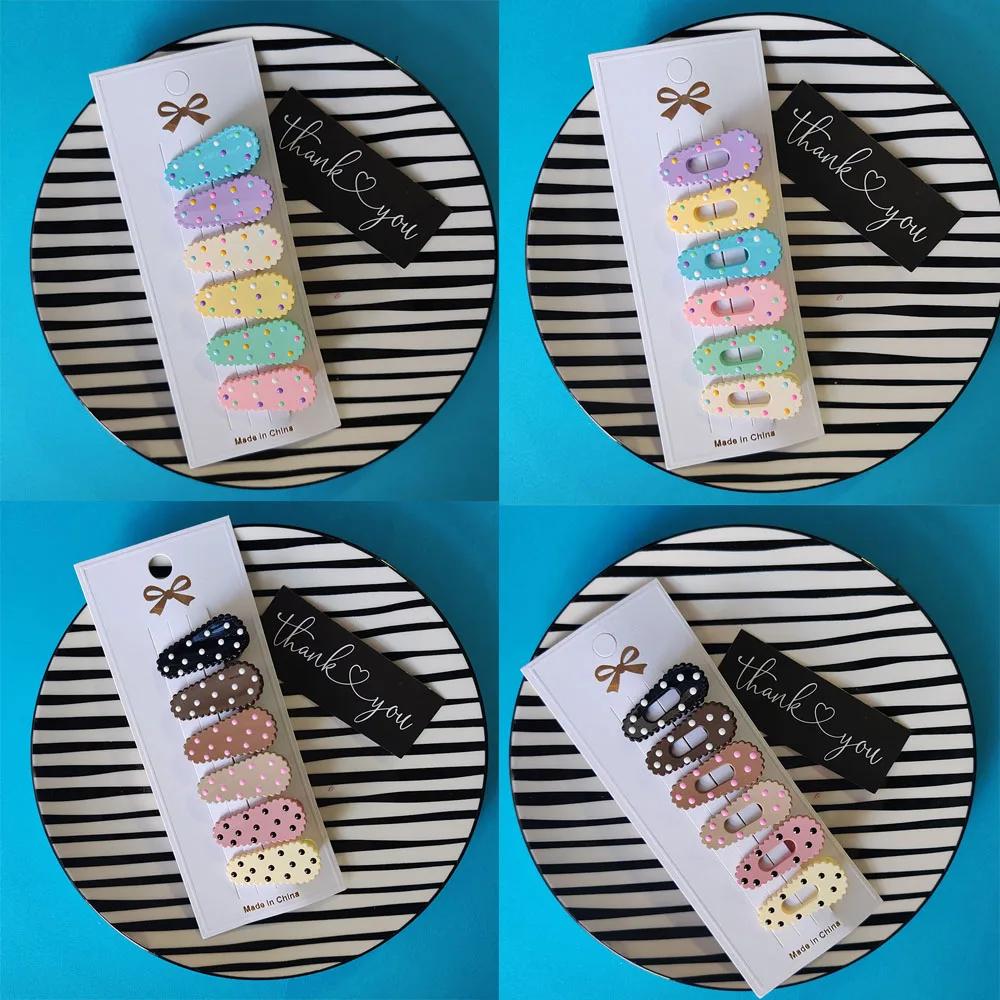 6pc European and American Cute Colorful Dot Hairpin Hair Side Clips for Girls Women Children Party Korean Hair Accessories