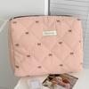 Modische Damen Cartoon Schleife Erdbeerprint Clutch Tasche Tragbar Stepp Handtasche Große Kapazität Party Reißverschluss Damen Taschen Beutel