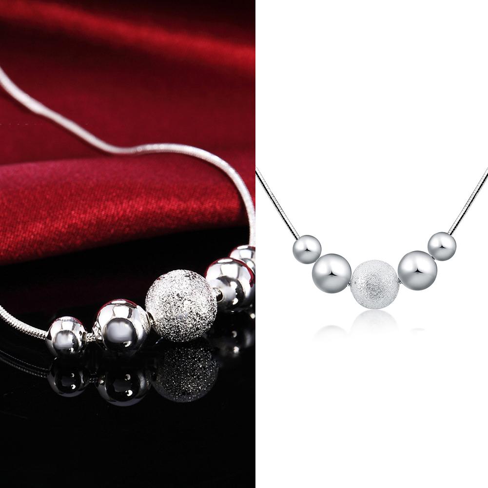 Women's Stylish Silver Plated Beads Charm Pendant Necklace Chain Jewelry Gift ADM