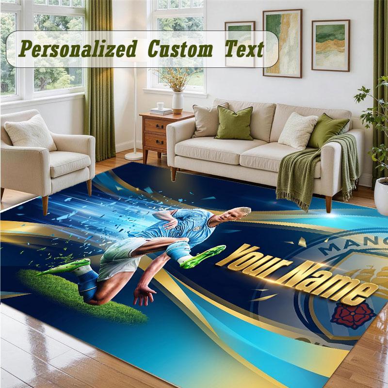 Crystal Velvet Square Rug Custom NameErling Haaland Pattern Non Slip Home Floor Decor Rug