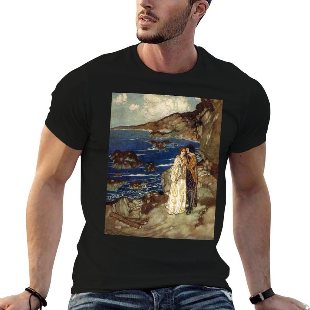 Miranda And Ferdinand The Tempest Edmund Dulac Tshirt Basic Crew Neck Short Sleeve Top