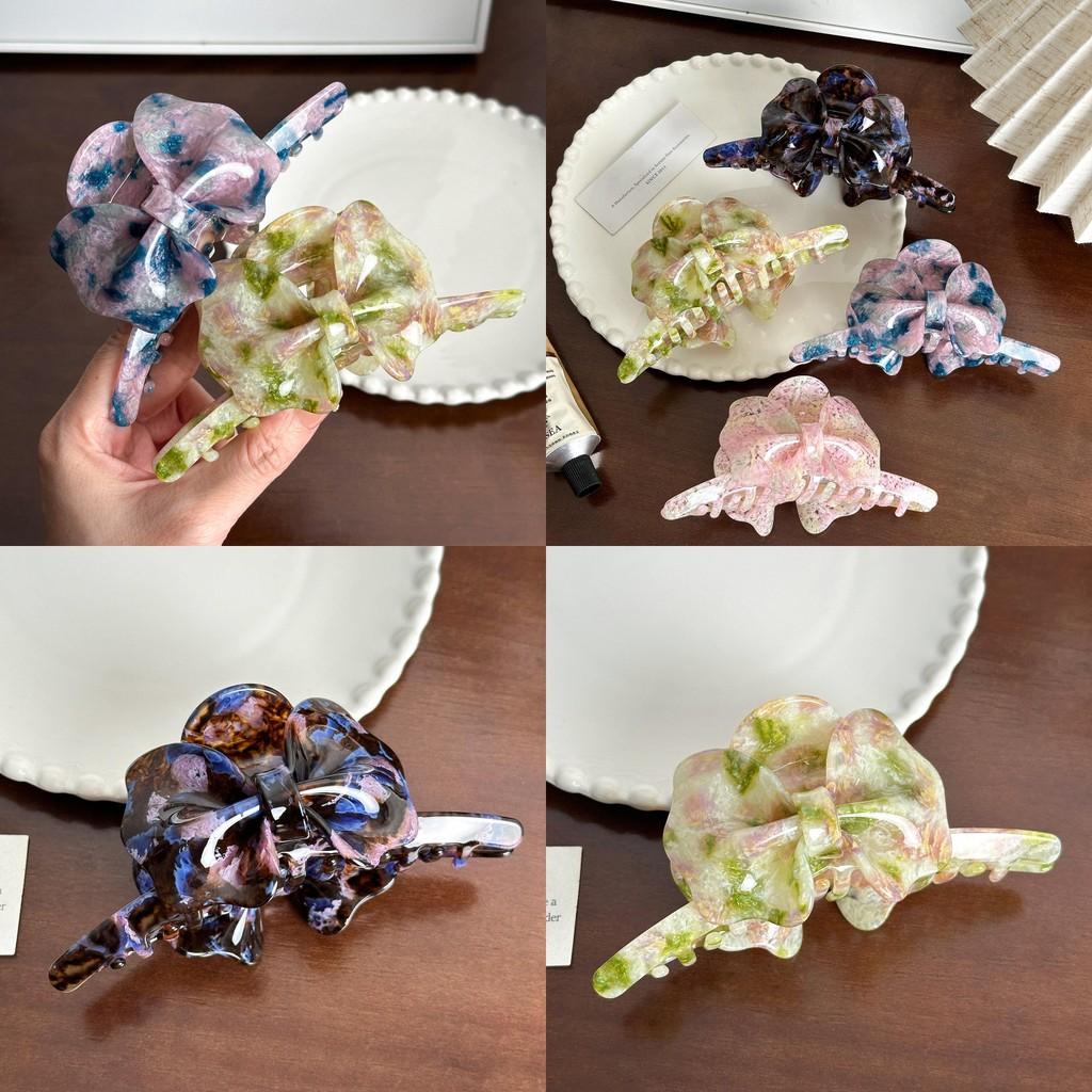 Elegant 13cm Acetate Hair Claw Clip In Sea Green With Chic Bow For Fashion Forward Women