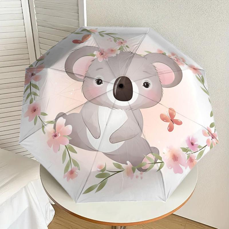 1pc Koala Flowers Pattern Umbrella  Automatic Opening and Closing Umbrella, High Quality Umbrella, Ideal Gift for Her 264