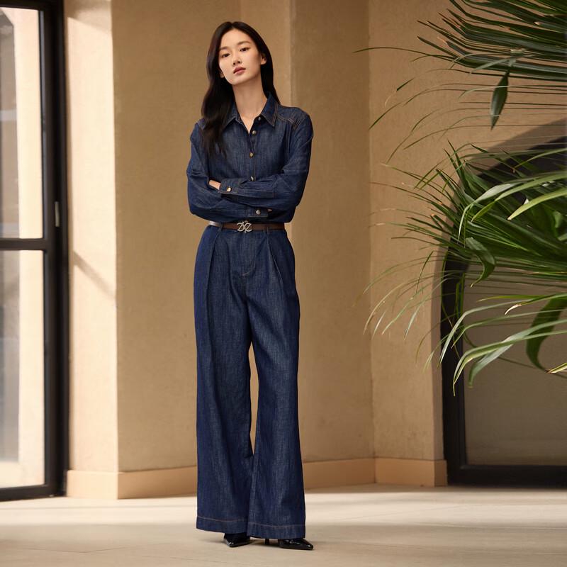 ELLASSAY Women's Retro Distressed Denim Button-Up Shirt