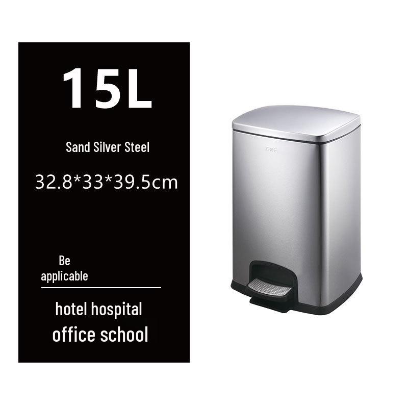 50L Stainless Steel Commercial Trash Can with Large Foot Pedal for Hotels and Shopping Malls