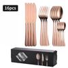 Xihe 16-Piece Rose Gold Bamboo Handle Flatware Set