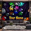 Wall Hanging Tapestry Custom NameAmong Us Pattern Personalized Printed Fabric Wall Decor