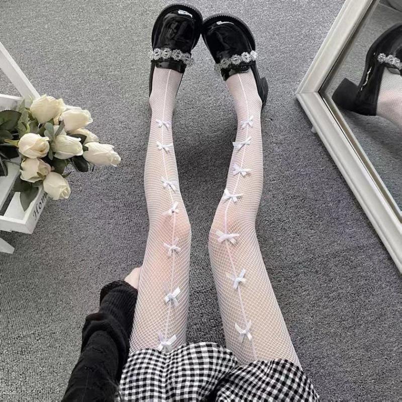 Sexy babes black silk fishnet socks jk socks summer thin white stockings anti-hook pantyhose