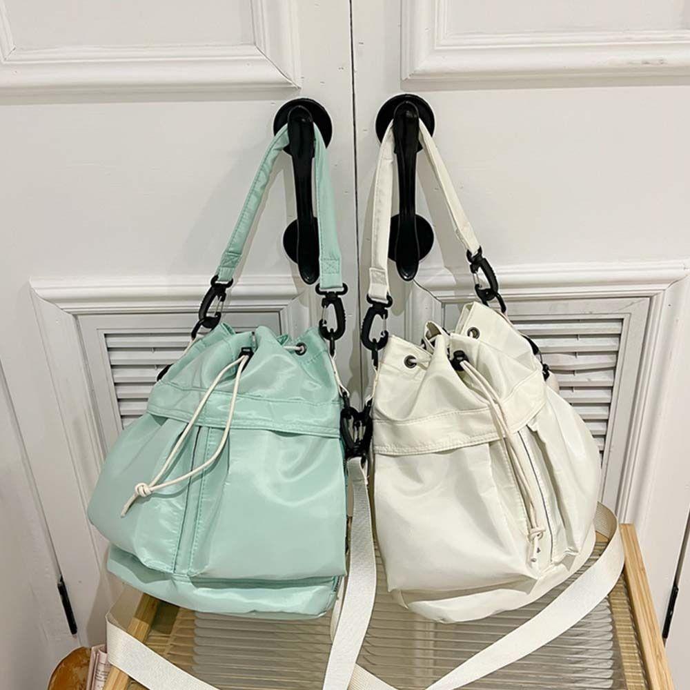 Large Capacity Drawstring Fitness Bag Korean Style Bucket Bag Swimming Nylon Crossbody Bag  Travel