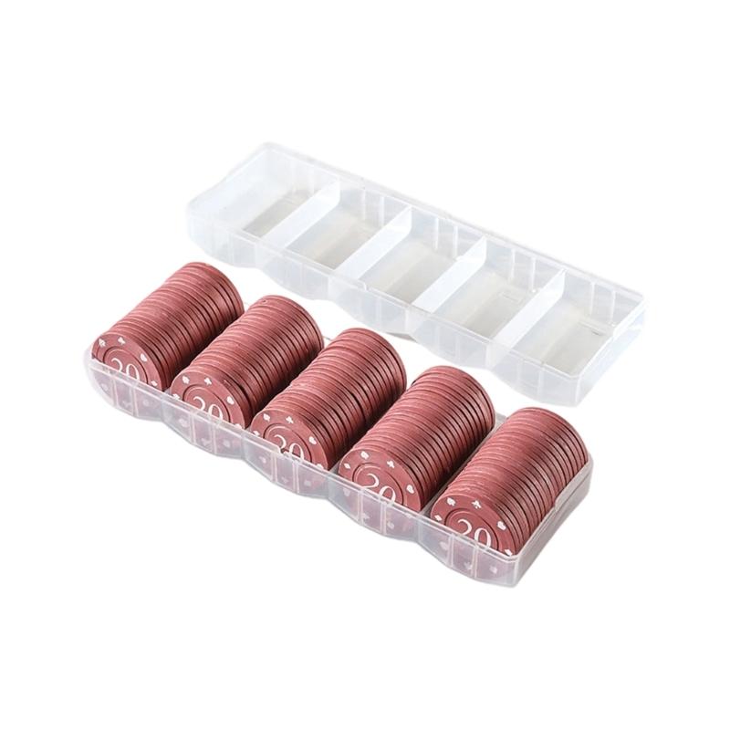 100Pcs Casinos Poker Chip Roulettes Game Bingo Chip with Box Plastic Counting Counters Poker Chip for Game Play Learning