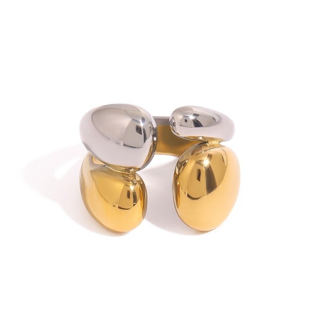 Double Layer Smooth Open Rings 18k Gold Women Jewelry Minimalist Gold Plated Ring  Party Gifts