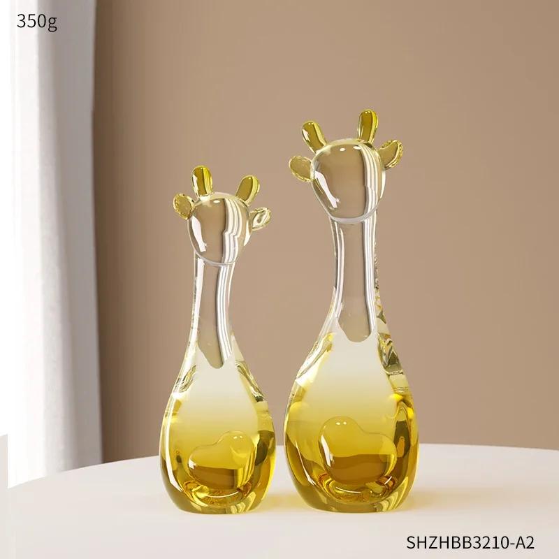 Creative Cute Transparent Giraffe Animal Sculpture Modern Home Living Room Wine Cabinet Table Decoration Accessories Craft Gifts