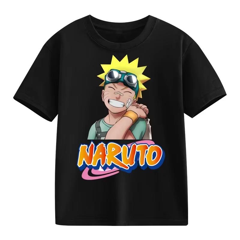 2026 New Naruto Teenager Tshirt Cartoon Character Print Pure Cotton Shortsleeved Roundneck Shirt