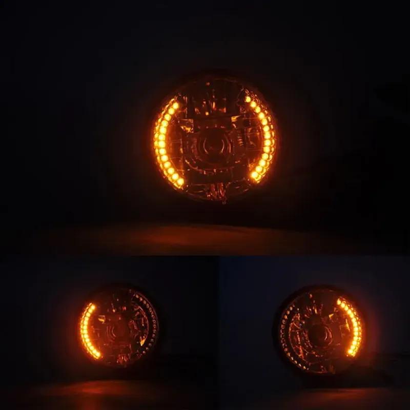Universal 7 Inch Motorcycle Headlight H4 35W LED Head Lamp 9 Wires Turn Signal Light 12V H4 HeadLamp For Harley Bikes Curisers