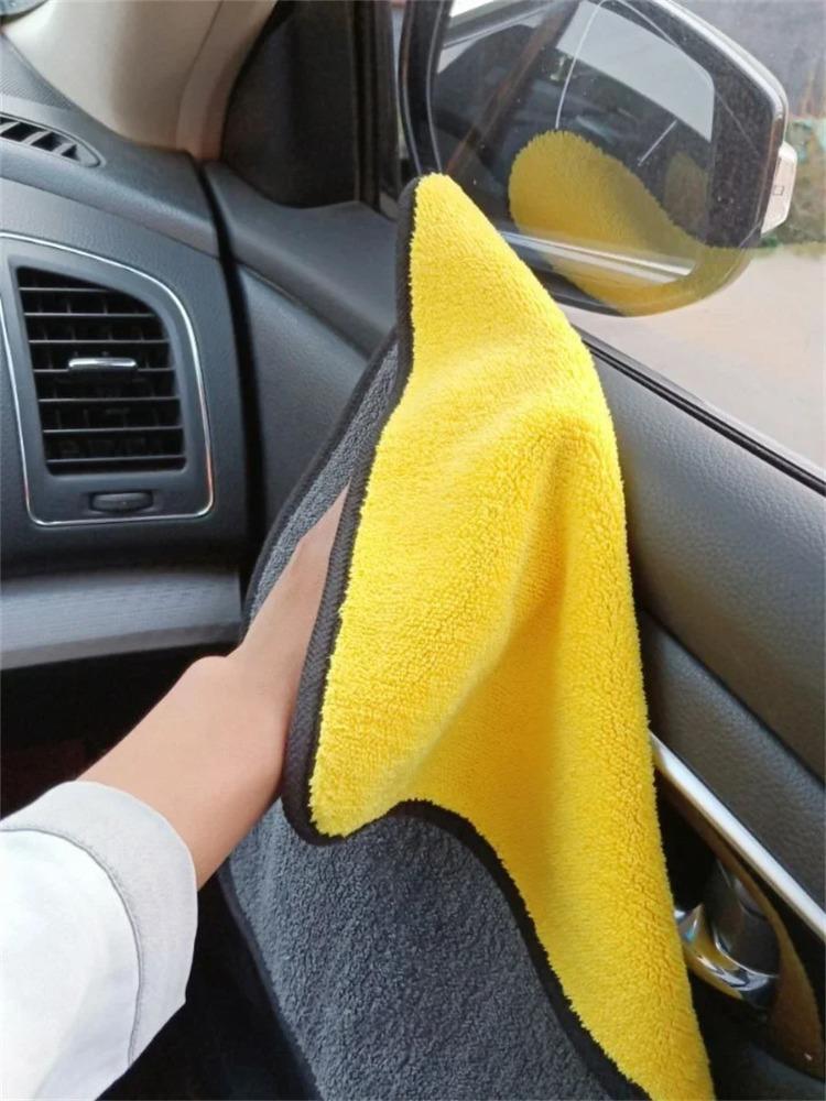 1/2/6/10pcs Microfiber Cleaning Towel Thicken Soft Drying Cloth Car Body Washing Towels Double Layer Clean Rags Car Accessories