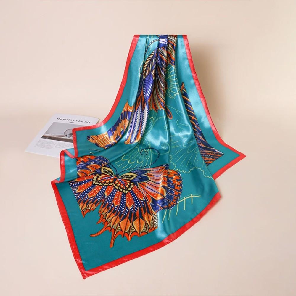 Silk Fabric Muslim Turban Printed Design Square Scarf New Stretch Bandana  Four Seasons Use