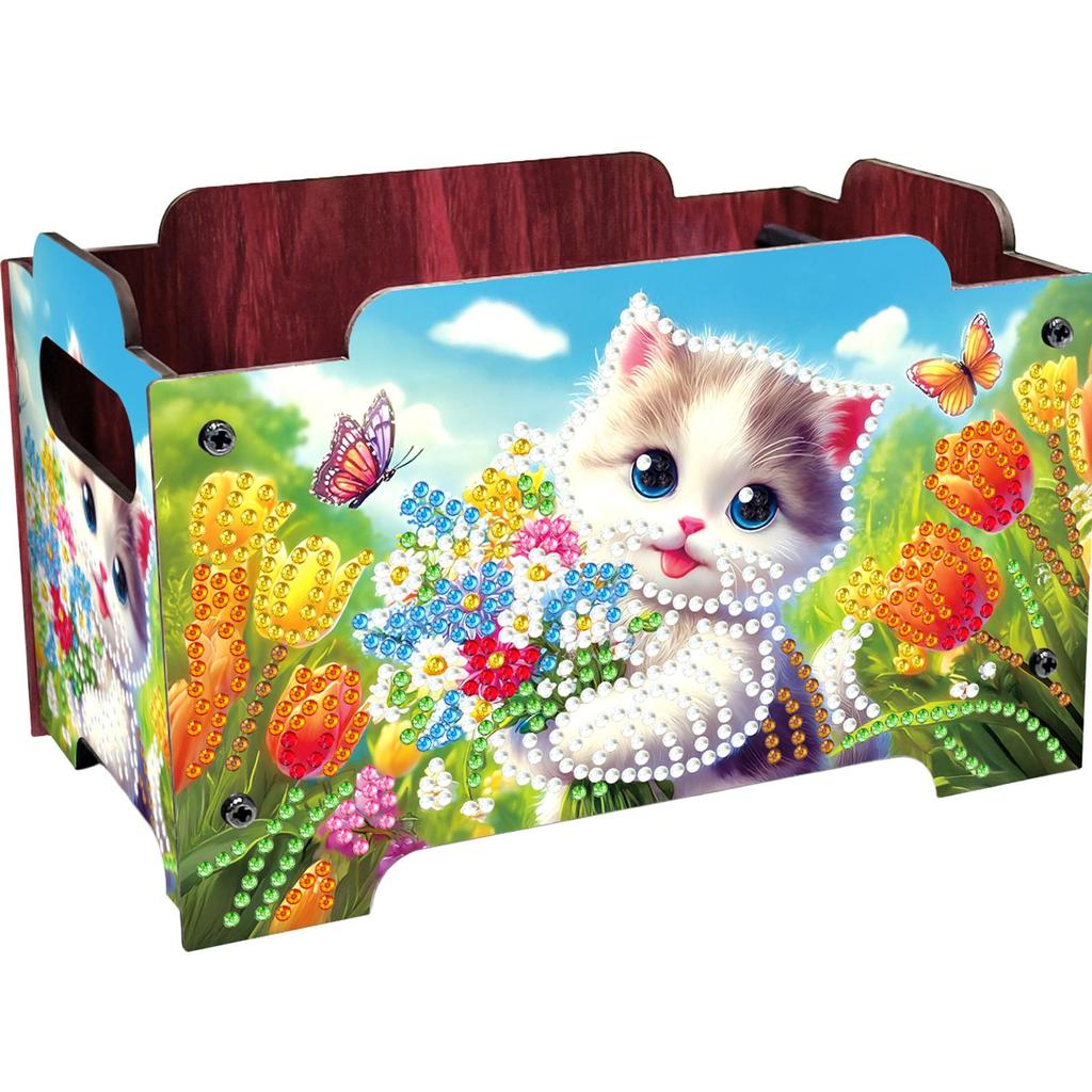DIY Diamond Painting Crystal Mosaic Storage Container Wooden Crystal Storage Handbag Kit Handmade Storage Clutch for Home Decor
