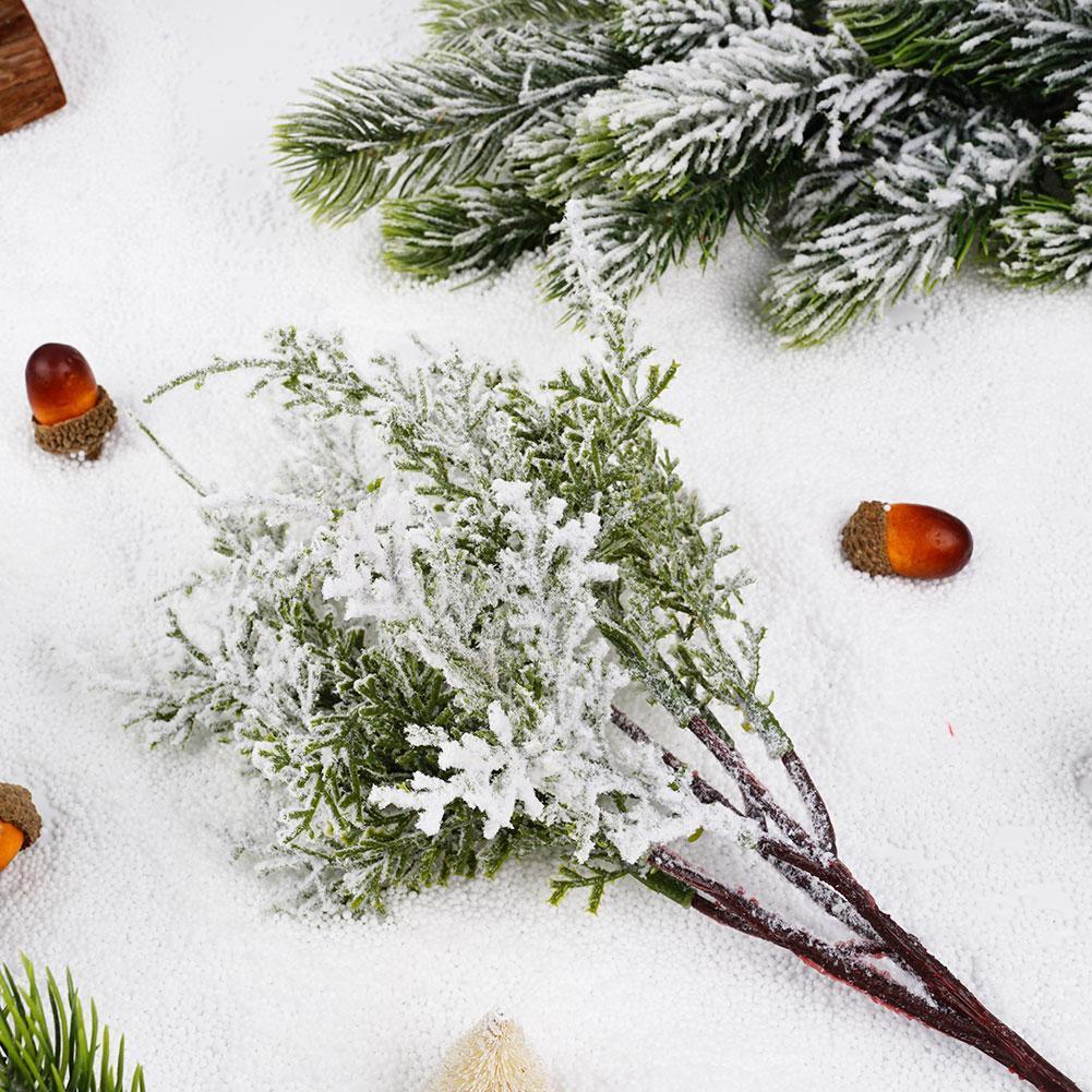 Artificial Fake Snow Frost Pine Branch   DIY Xmas Tree Party Ornament Home Christmas Decoration Supplies Gift Supplies