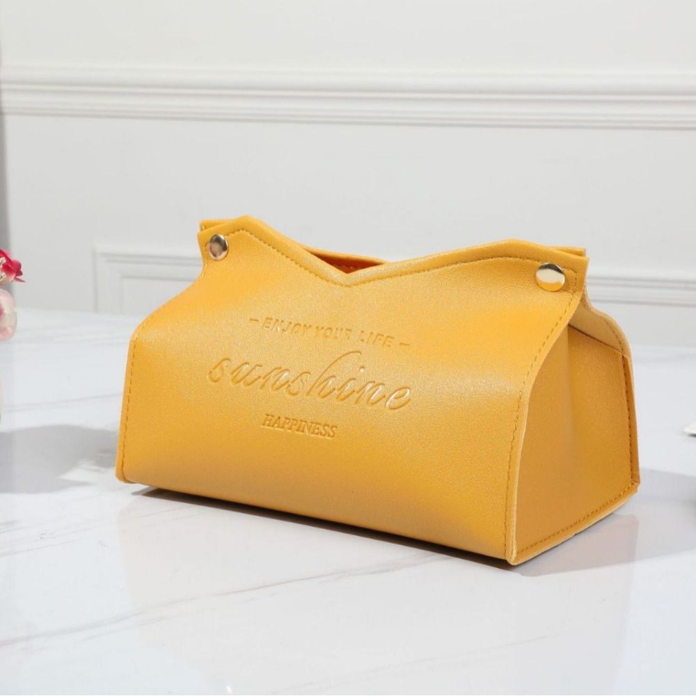 Dustproof Solid Color Tissue Box Multi-purpose PU Leather Toilet Paper Case Dispenser Foldable Napkin Holder Desktop