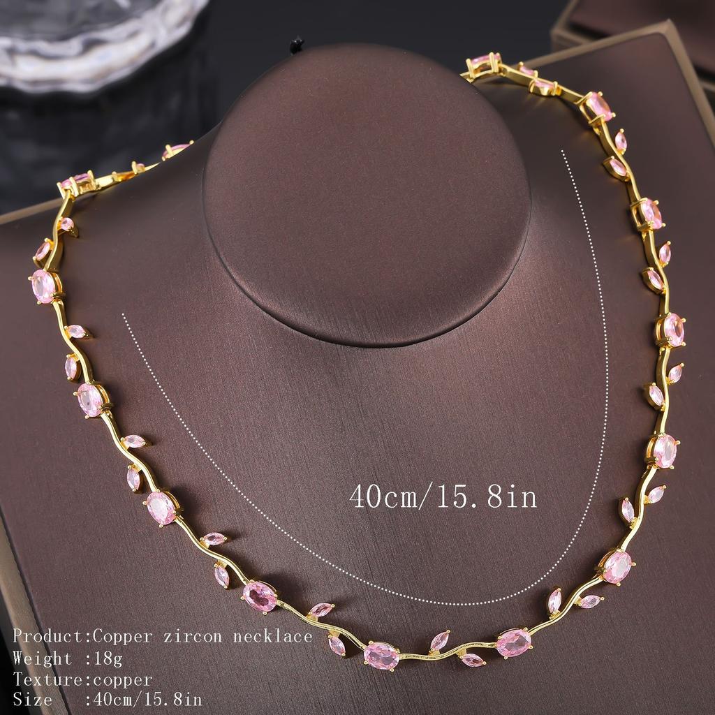 Copper Color Zircon Necklace Women Luxury Fashion Jewelry
