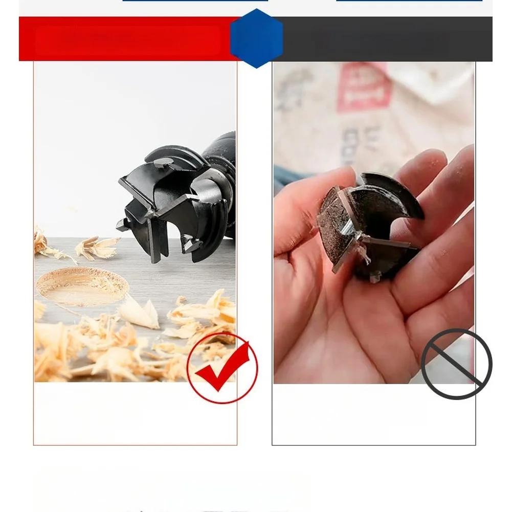 Hole Cutter 35mm Woodworking Hinge Hole Cutter With Limit Stop Triple-Blade For Drawer Cabinet 15° Angled-Blade Hole Punch