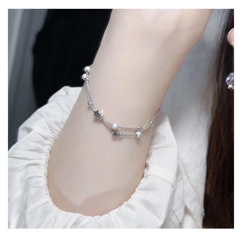S925 Sterling Silver Starry Sky Double Layer Bracelet - Women's Elegant Light Luxury Jewelry