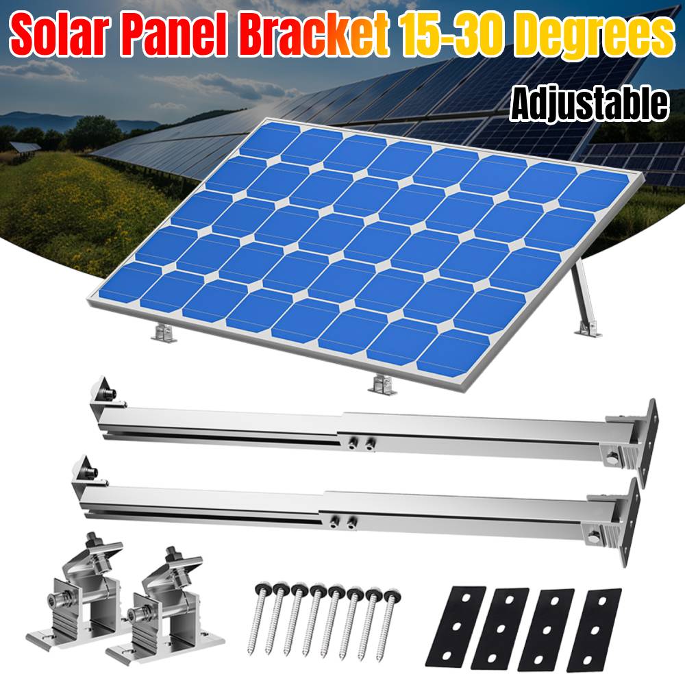 Adjustable Solar Panel Tilt Mount Brackets for 100W-600W Solar Panels 15-30 Degrees RV Roof Flat Surface Aluminum Mounting Set