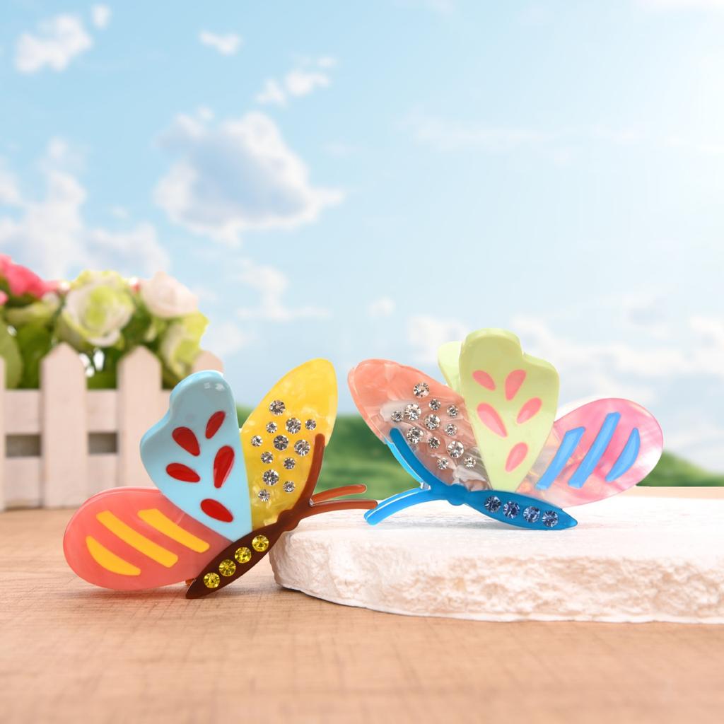 1pc New Design Butterfly Claw Clip with Diamond Inlay Hair Clip, Half Tied Ponytail, Shark Clip Hair Clip