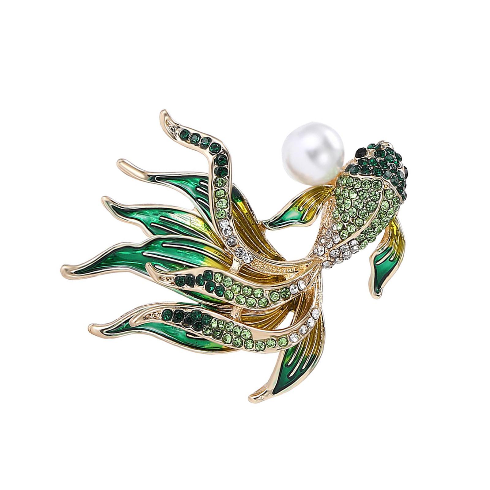 

Многофункциональная забавная изысканная брошь в виде золотой рыбки, элегантный дизайн, портативный модный аксессуар для повседневных нарядов артистов зелёный