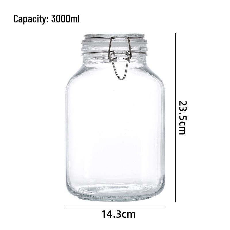 Large Transparent Glass Storage Jar with Lid for Grains, Pickles, Honey, and Tea - Moisture-proof and Airtight