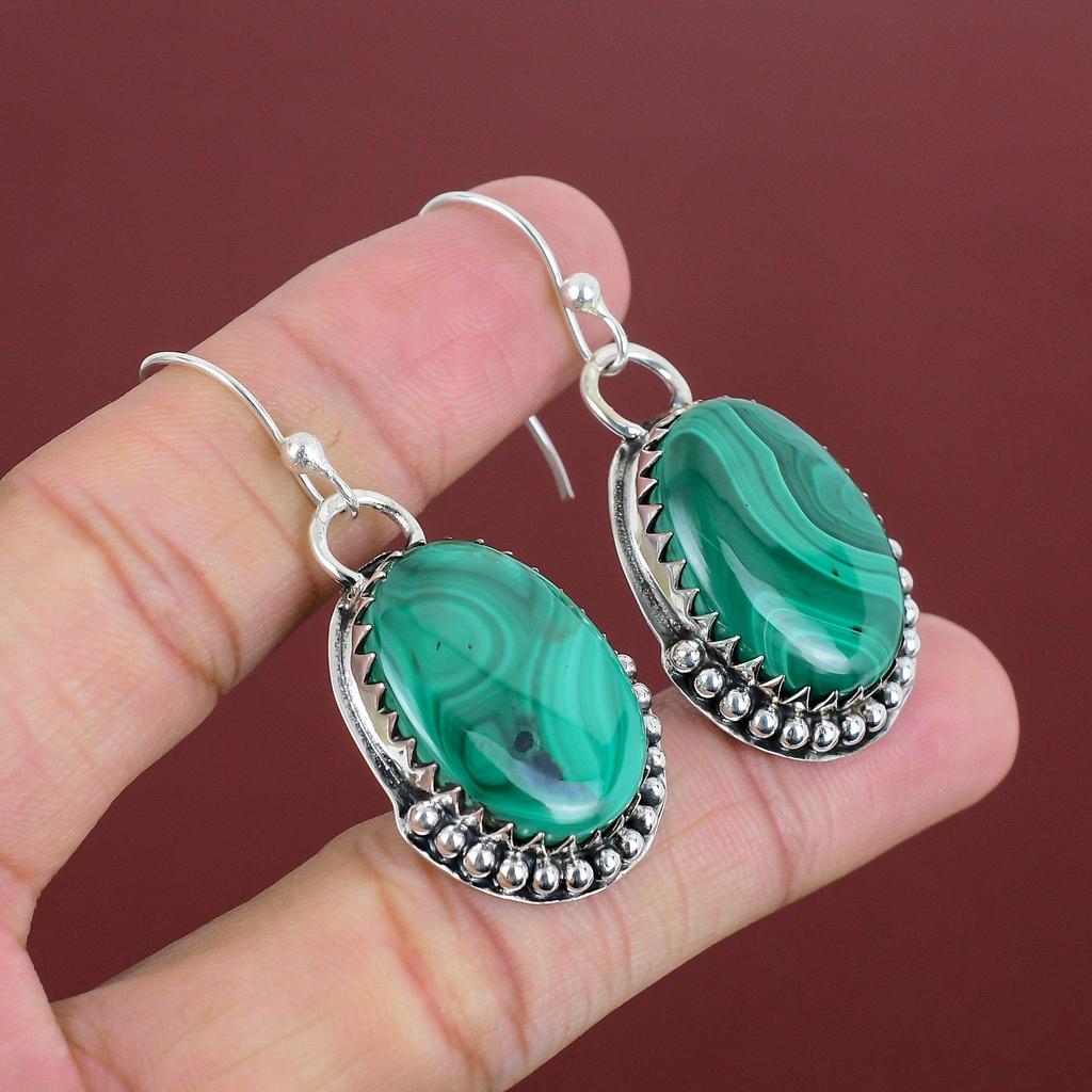 Malachite Earring Gemstone Earrings 925 Sterling Silver Earring Latest Design Jewelry Handmade Drop Earring Malachite Jewelry Gifts For Mom