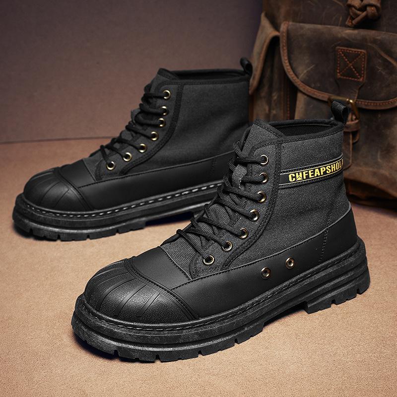 Martin Stiefel Herren Erhöhung Schale Kopf Tasche Kopf Retro Lokomotivstiefel große gelbe Stiefel neue große Kopfschuhe