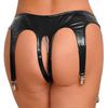 Culotte en cuir verni brillant pour femmes, pantalon chaud creux en Latex, short butin, ceintures de jarretelles pour dames