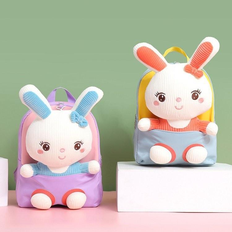 Stylish Cute Canvas Toddler Backpack Adorable Bunny Removable For Snacks