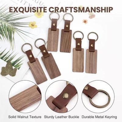 10Pcs Blank Wooden Keychain Engraving Ready Key Rings for DIY Painting Craft School Art Class Supplies